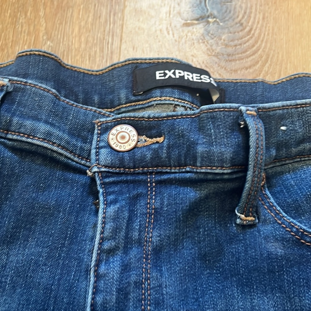 Express Ripped Jeans Cropped Skinny Mid Rise 14R - Picture 3 of 10